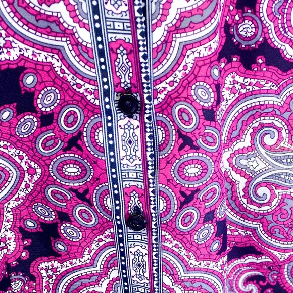 Ann Taylor Top Women's Paisley Taylor Fit Shirt Petite - Picture 2 of 14